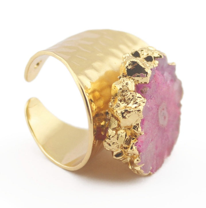 Yauvana Druzy Stone Adjustable Rings
